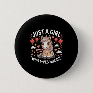 Feestelijk 2026 Gewoon meisje dat van paarden houd Ronde Button 5,7 Cm