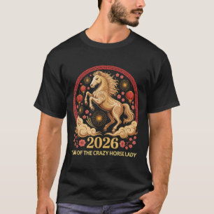 Feestelijk 2026 Jaar Van Crazy Horse Dame Maangeme T-shirt