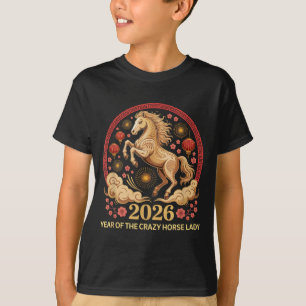 Feestelijk 2026 Jaar Van Crazy Horse Dame Maanmeis T-shirt