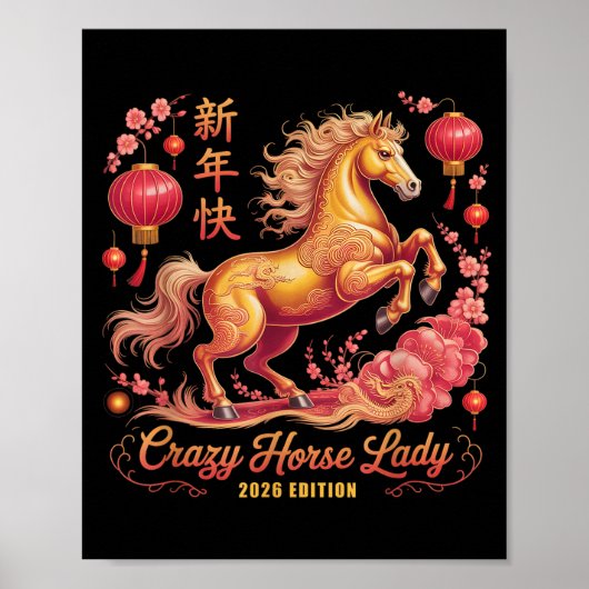 Feestelijk 2026 Jaar Van Crazy Horse Dame Sinds 26 Poster (Voorkant)