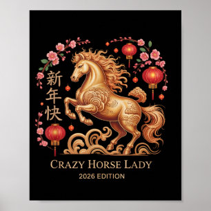 Feestelijk 2026 Nieuwjaar Crazy Horse Dame Fortune Poster