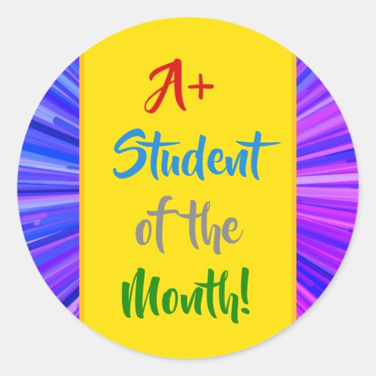 Feestelijk "A+ Student of the Month!" Sticker (Voorkant)