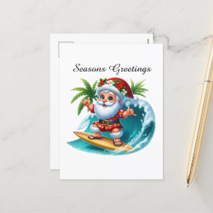 Feestelijk aanpasbaar strand Santa Seasons Groeten Feestdagenkaart