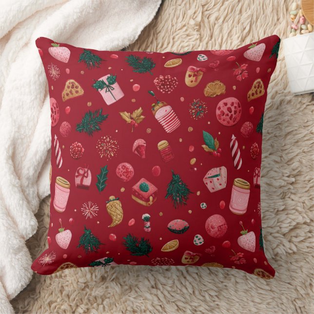 Feestelijk Aardbei Kerst Lekkernijen Patroon Kussen (Deken)