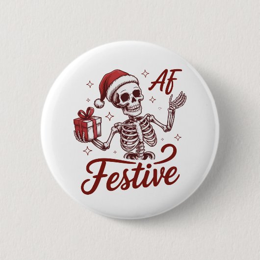 Feestelijk Af Skelet Snerende Kerst Sarcasme Ronde Button 5,7 Cm (Voorkant)