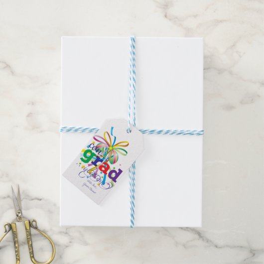 Feestelijk Afstuderen Gefeliciteerd Gift Label Cadeaulabel (Met Touw)