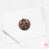 Feestelijk anime meisje op kerst nacht ronde sticker (Envelop)