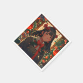 Feestelijk anime meisje op kerst nacht servet (Hoek)