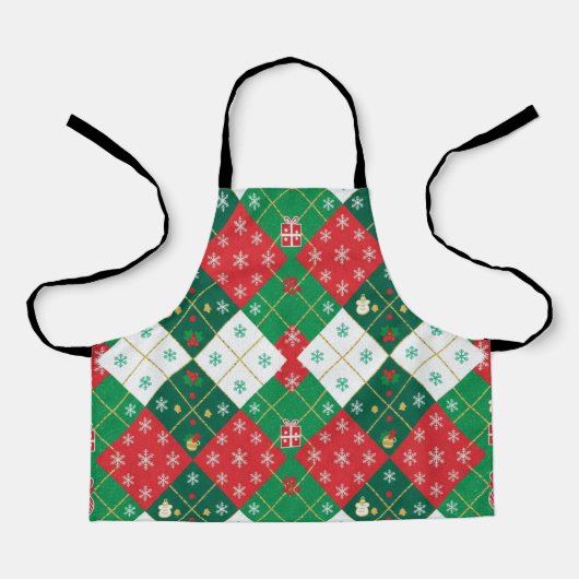 Feestelijk Argyle Kerstmuts Kerst Apron Schort (Voorkant)