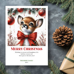 Feestelijk babyhert winters scènewatercolor wenska feestdagenkaart