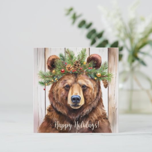 feestelijk Beer kerstmis Feestdagenkaart (Staand voorkant)