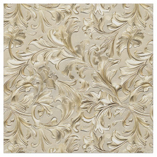 Feestelijk beige goud bewerkt leer stof