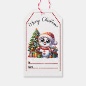 Feestelijk besneeuwd label met boompje cadeaulabel (Achterkant)