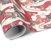 Feestelijk betegeld kersttreinpatroon cadeaupapier (Rol Hoek)