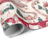 Feestelijk betegeld kersttreinpatroon cadeaupapier (Rol Hoek)