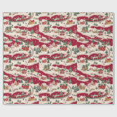 Feestelijk betegeld kersttreinpatroon cadeaupapier (Vlak)