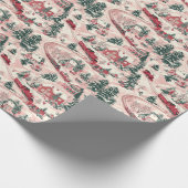 Feestelijk betegeld kersttreinpatroon cadeaupapier (Hoek)