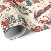 Feestelijk betegeld kersttreinpatroon cadeaupapier (Rol Hoek)