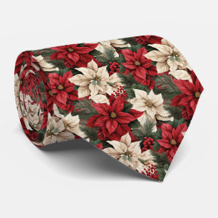 Feestelijk betegeld poinsettia patroon stropdas