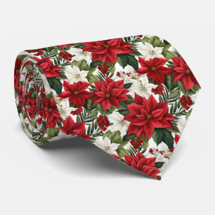 Feestelijk betegeld poinsettia patroon stropdas