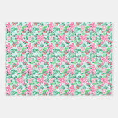 Feestelijk betegeld roze kerstboog patroon inpakpapier vel (Voorkant 2)