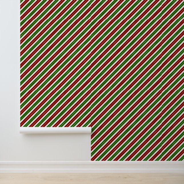 Feestelijk betegelde kerststreeppatroon behang (Applicatie)