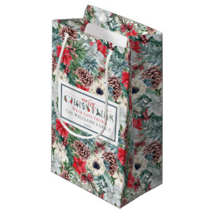 Feestelijk blad bloemachtig kerstvakantie patroon klein cadeauzakje