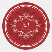 Feestelijk blad decoratief frame monogram stijlvol ronde sticker (Voorkant)