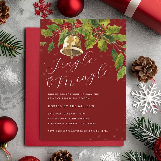 Feestelijk Blad Jingle Mingle Kerstfeest Kaart