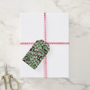 Feestelijk blad Kerst waterverf schilderij Cadeaulabel