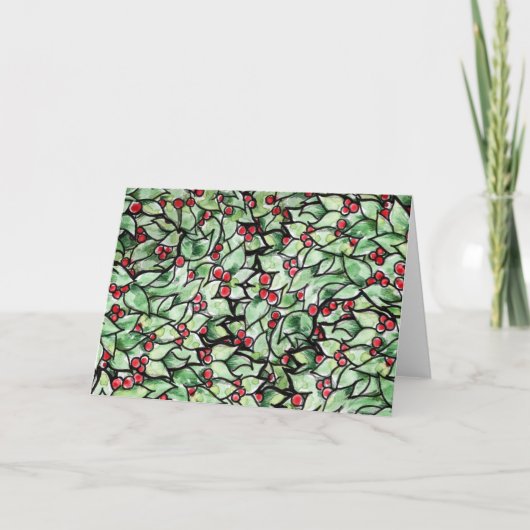 Feestelijk blad Kerst waterverf schilderij Feestdagen Kaart (Voorkant)