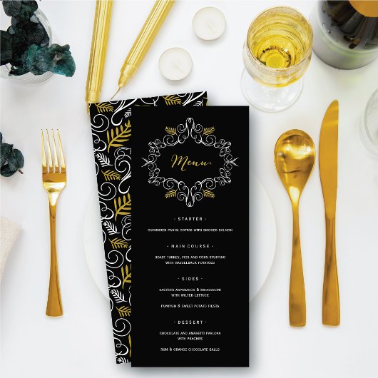 Feestelijk bladwerk vintage deco lijst vakantiefee menu