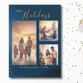 Feestelijk Blauw 3 Fotocollage Modern Kerstmis Feestdagenkaart