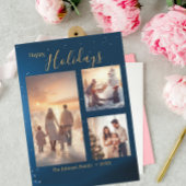 Feestelijk Blauw 3 Fotocollage Modern Kerstmis Feestdagenkaart