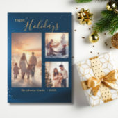 Feestelijk Blauw 3 Fotocollage Modern Kerstmis Feestdagenkaart