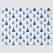 Feestelijk blauw en wit kerstboompatroon tissuepapier (Voorkant)