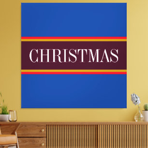 Feestelijk Blauw Paarse Rode Kerstmis Strepen Teks Canvas Afdruk