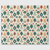 Feestelijk Blauw Rood Ornamenten Geometrisch Mid C Cadeaupapier (Vlak)