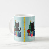 Feestelijk Blauw Vrolijk Kerstfeest Schattige Zwar Koffiemok (Voorkant links)