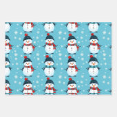 Feestelijk Blauw Winter Wonderland Sneeuwmannen Ke Inpakpapier Vel (Voorkant 3)