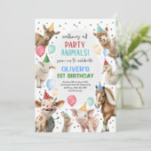 Feestelijk Boerderij Barnyard Party Animals Boys V Kaart (Staand voorkant)
