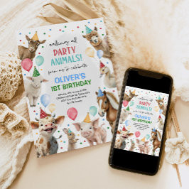 Feestelijk Boerderij Barnyard Party Animals Boys V Kaart