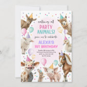 Feestelijk Boerderij Barnyard Party Animals Girls Kaart (Voorkant)