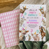 Feestelijk Boerderij Barnyard Party Animals Girls Kaart