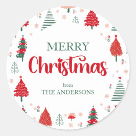 Feestelijk boompatroon Scandinavische hygge kerst Ronde Sticker