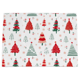 Feestelijk boompatroon Scandinavische Kerstmis Groot Cadeauzakje