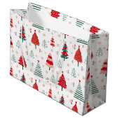 Feestelijk boompatroon Scandinavische Kerstmis Groot Cadeauzakje (Voorkant Gekanteld)