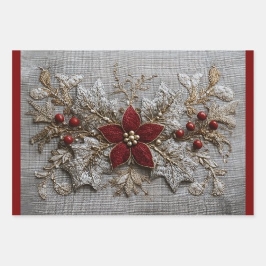feestelijk borduurwerk inpakpapier vel (Voorkant 3)