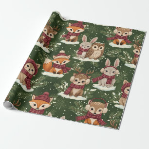 Feestelijk bosdier in het groen cadeaupapier