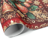  feestelijk botanisch kerstpatroon cadeaupapier (Rol Hoek)